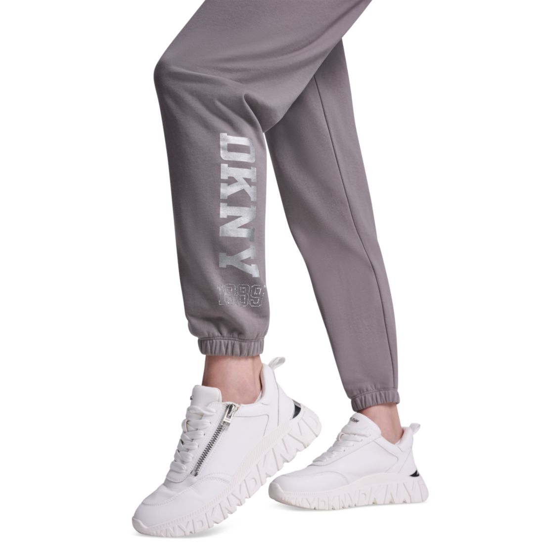 Dkny Sport Women's 1989 Rhinestone Logo High-Rise Relaxed Joggers