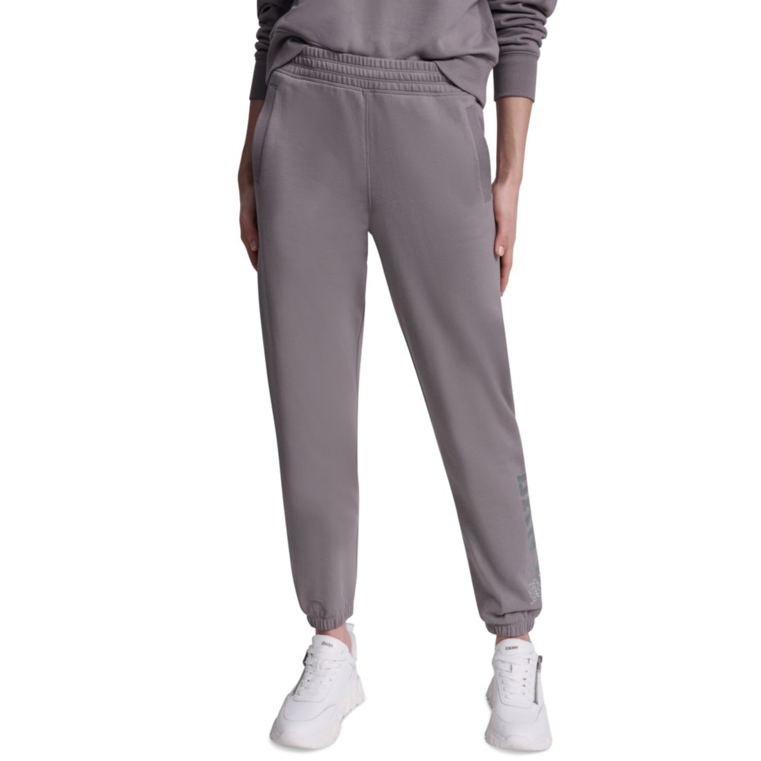 Dkny Sport Women's 1989 Rhinestone Logo High-Rise Relaxed Joggers