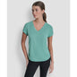 Dkny Sport Women's Ruched Side Seams V-Neck Tech T-Shirt