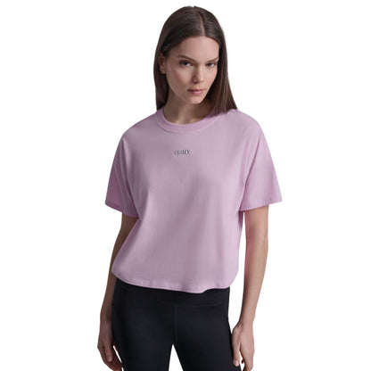 Dkny Sport Women's Metallic Bubble Logo Drop Shoulder Pull-On T-Shirt