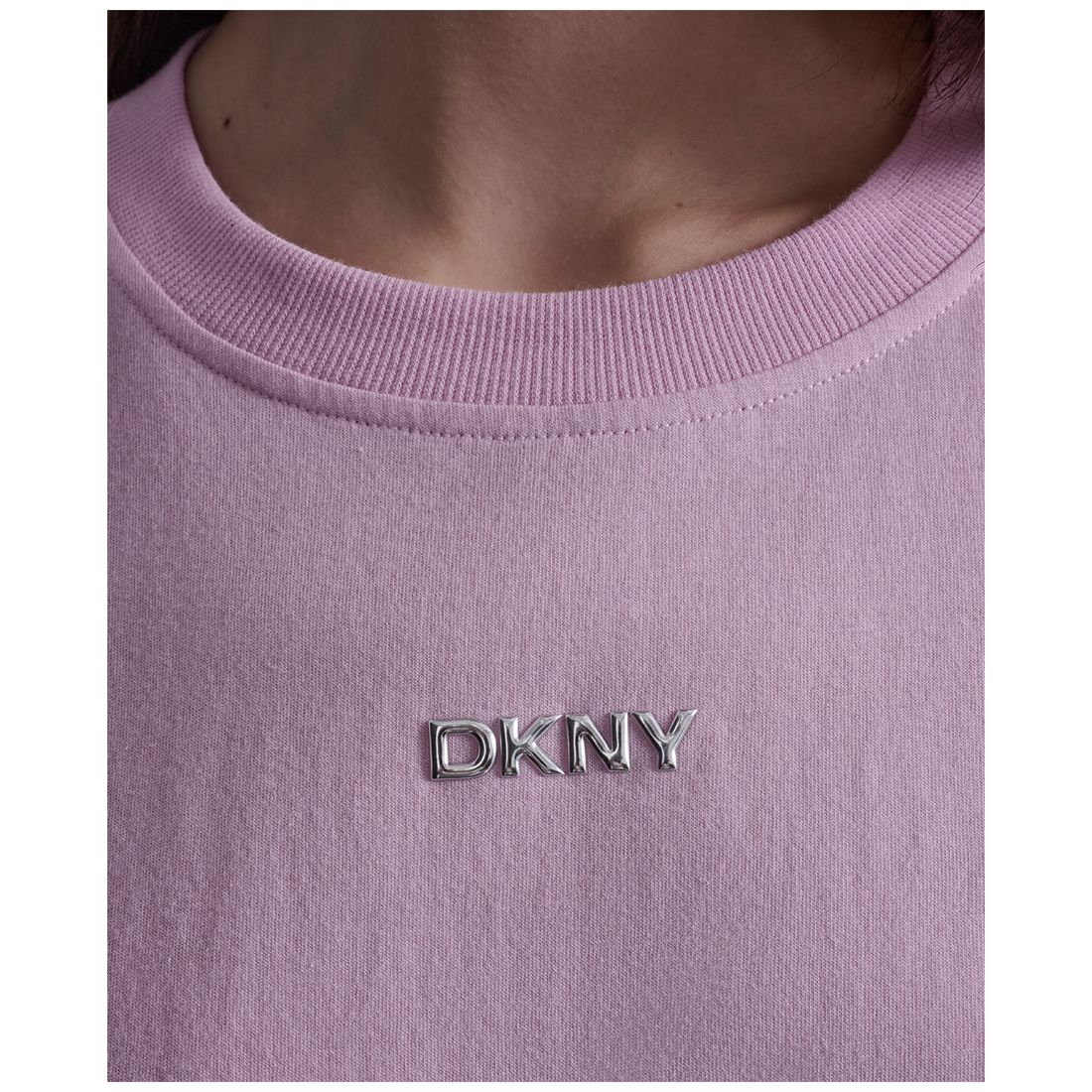 Dkny Sport Women's Metallic Bubble Logo Drop Shoulder Pull-On T-Shirt