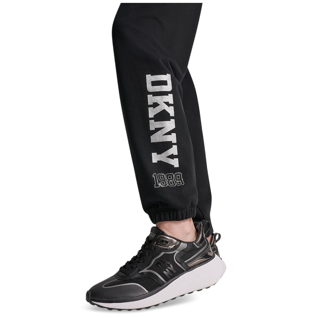 Dkny Sport Women's 1989 Rhinestone Logo High-Rise Relaxed Joggers