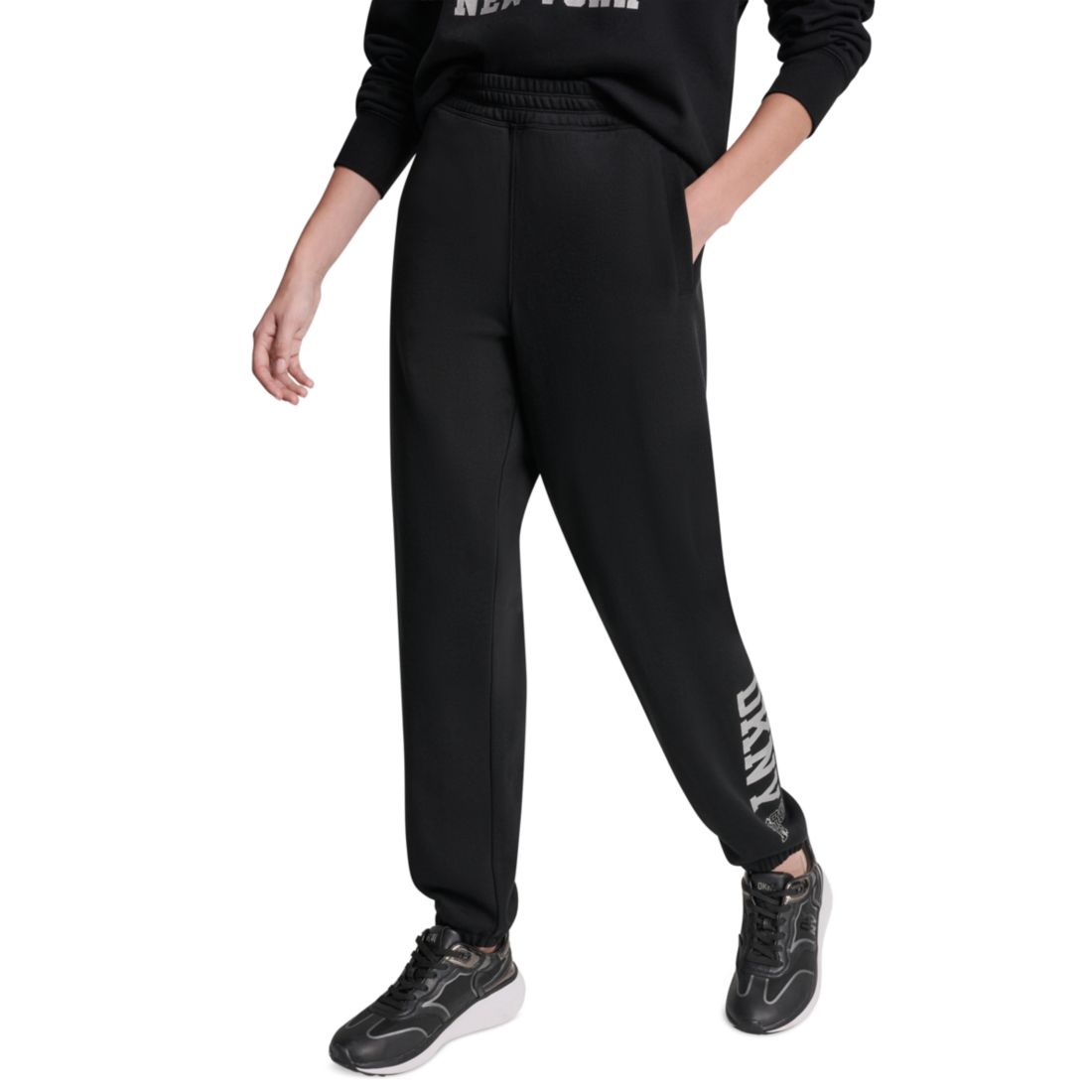 Dkny Sport Women's 1989 Rhinestone Logo High-Rise Relaxed Joggers