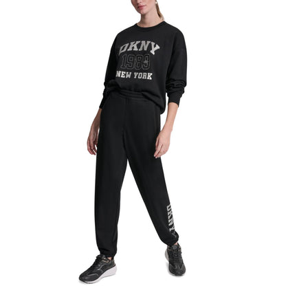 Dkny Sport Women's 1989 Rhinestone Logo High-Rise Relaxed Joggers