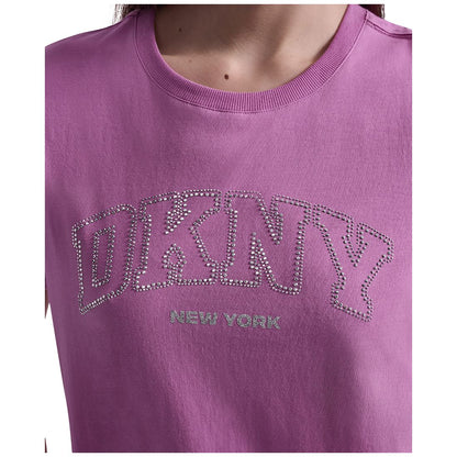 Dkny Sport Women's Rhinestone Varsity Logo Relaxed Fit Pull-On T-Shirt