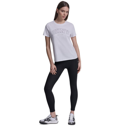Dkny Sport Women's Rhinestone Varsity Logo Relaxed Fit Pull-On T-Shirt