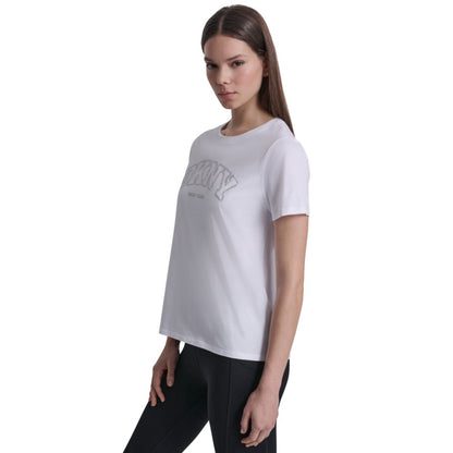 Dkny Sport Women's Rhinestone Varsity Logo Relaxed Fit Pull-On T-Shirt