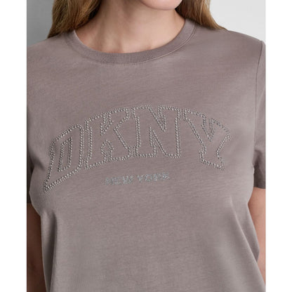Dkny Sport Women's Rhinestone Varsity Logo Relaxed Fit Pull-On T-Shirt