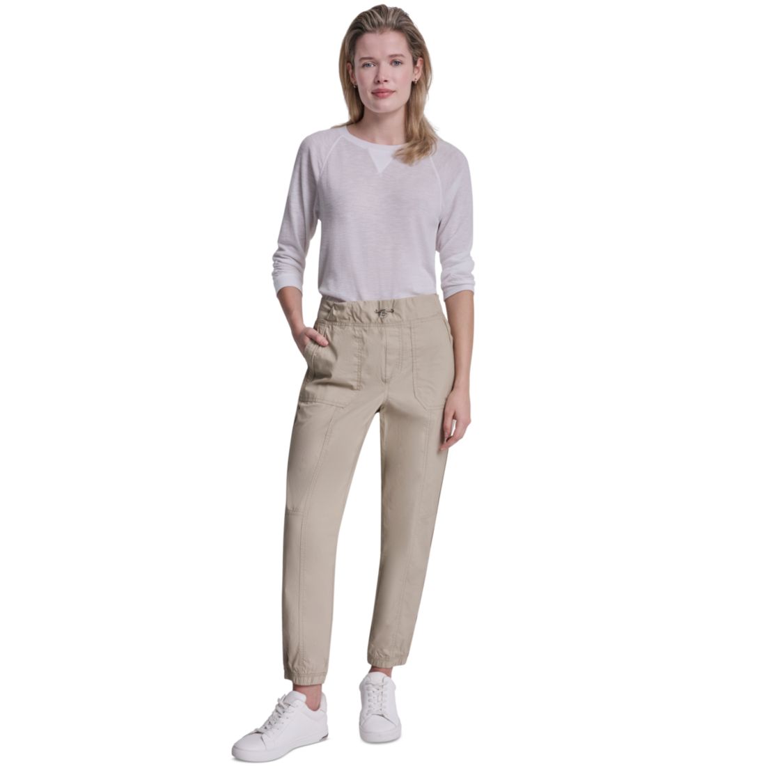 Dkny Sport Women's High Rise Bungee Waist Seamed Joggers