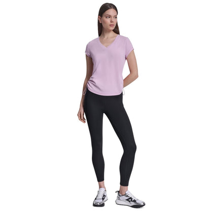 Dkny Sport Women's Ruched Side Seams V-Neck Tech T-Shirt