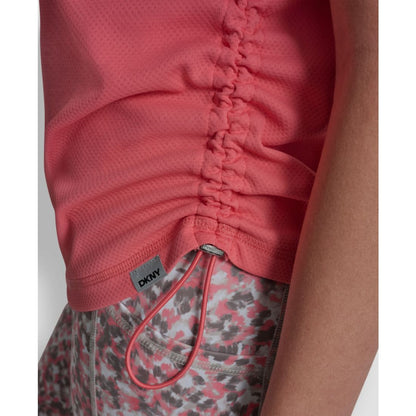 Dkny Sport Women's Ruched Side Seams V-Neck Tech T-Shirt