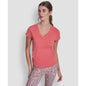 Dkny Sport Women's Ruched Side Seams V-Neck Tech T-Shirt