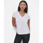 Dkny Sport Women's Ruched Side Seams V-Neck Tech T-Shirt