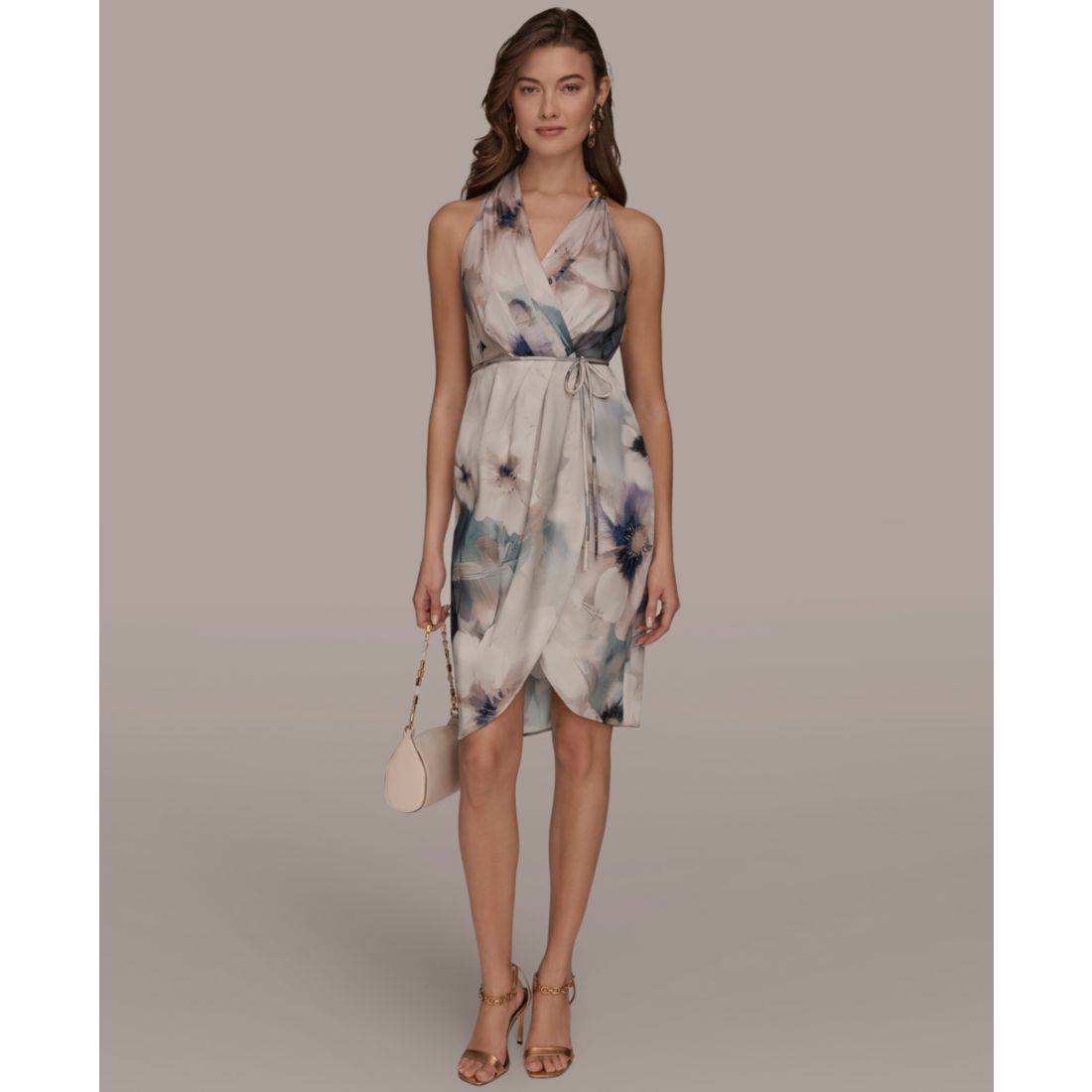 Donna Karan New York Women's Sleeveless Floral V-Neck Sheath Dress