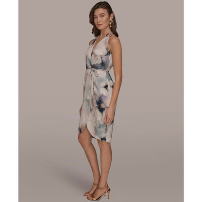 Donna Karan New York Women's Sleeveless Floral V-Neck Sheath Dress