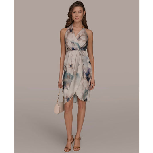 Donna Karan New York Women's Sleeveless Floral V-Neck Sheath Dress