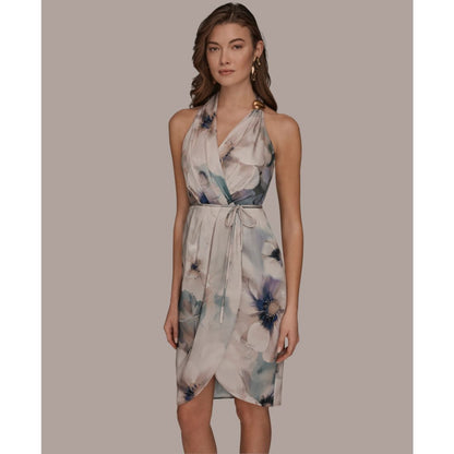 Donna Karan New York Women's Sleeveless Floral V-Neck Sheath Dress