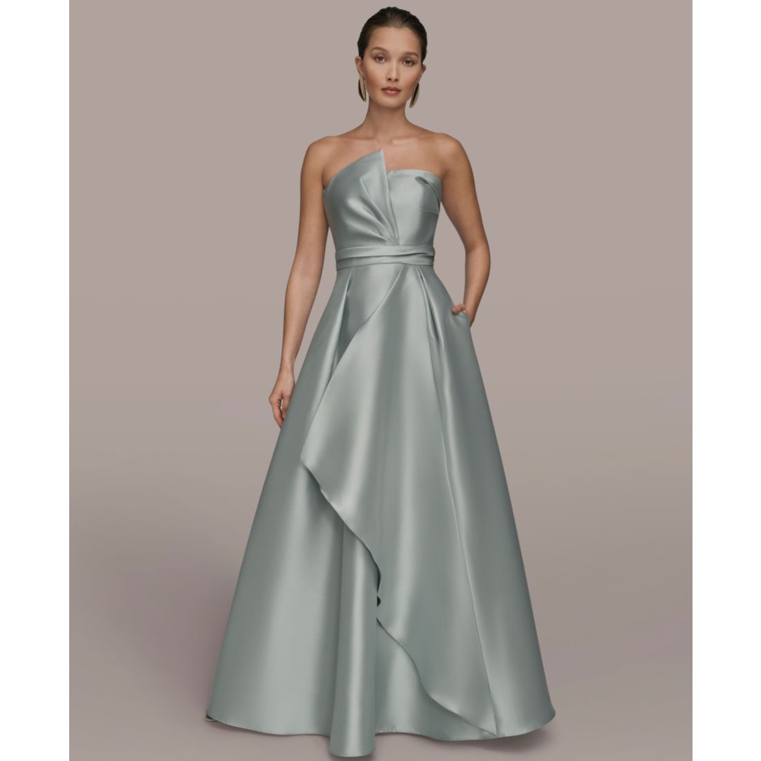 Donna Karan New York Women's Strapless Asymmetrical Ball Gown
