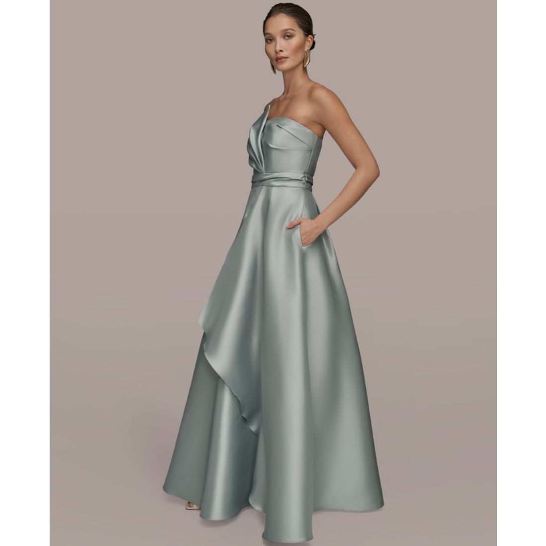 Donna Karan New York Women's Strapless Asymmetrical Ball Gown