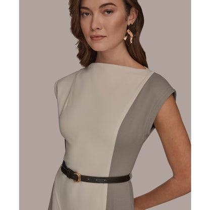 Women's Cap-Sleeve Colorblock Midi Dress