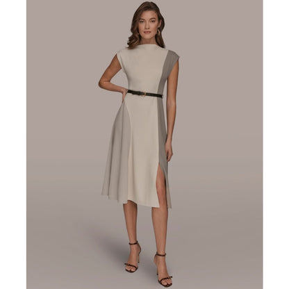 Women's Cap-Sleeve Colorblock Midi Dress