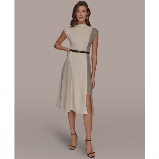 Women's Cap-Sleeve Colorblock Midi Dress