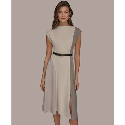 Women's Cap-Sleeve Colorblock Midi Dress