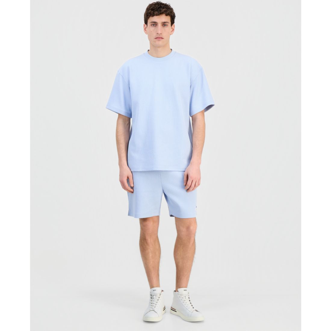 Hugo Boss Men's Waffled Jersey Solid-Color Crewneck T-Shirt