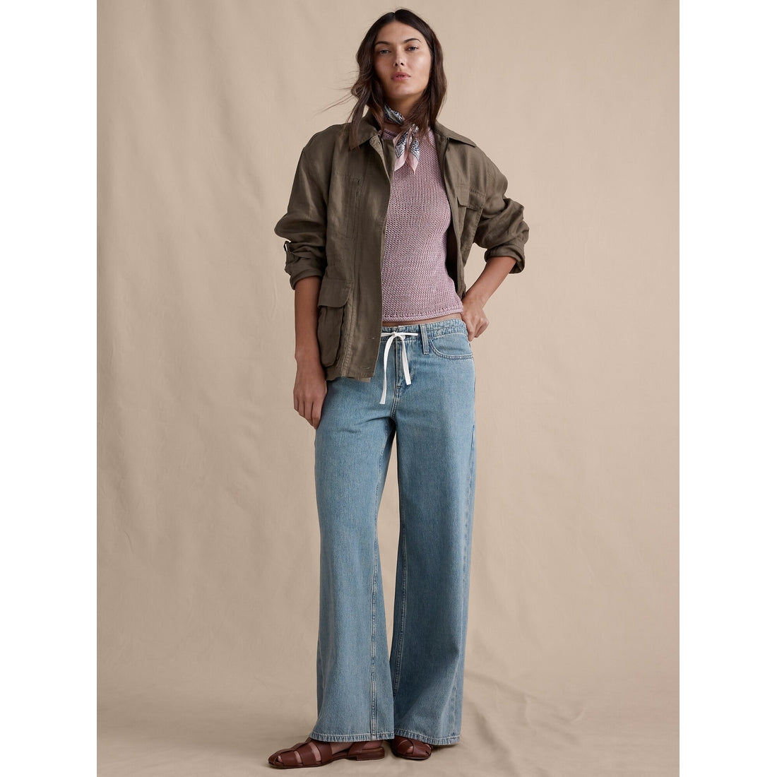 Women's Mid-Rise Wide-Leg Drawstring Jean