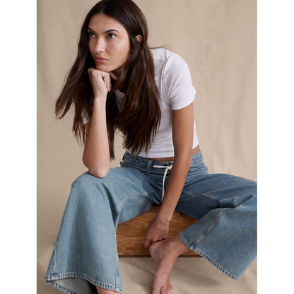 Women's Mid-Rise Wide-Leg Drawstring Jean