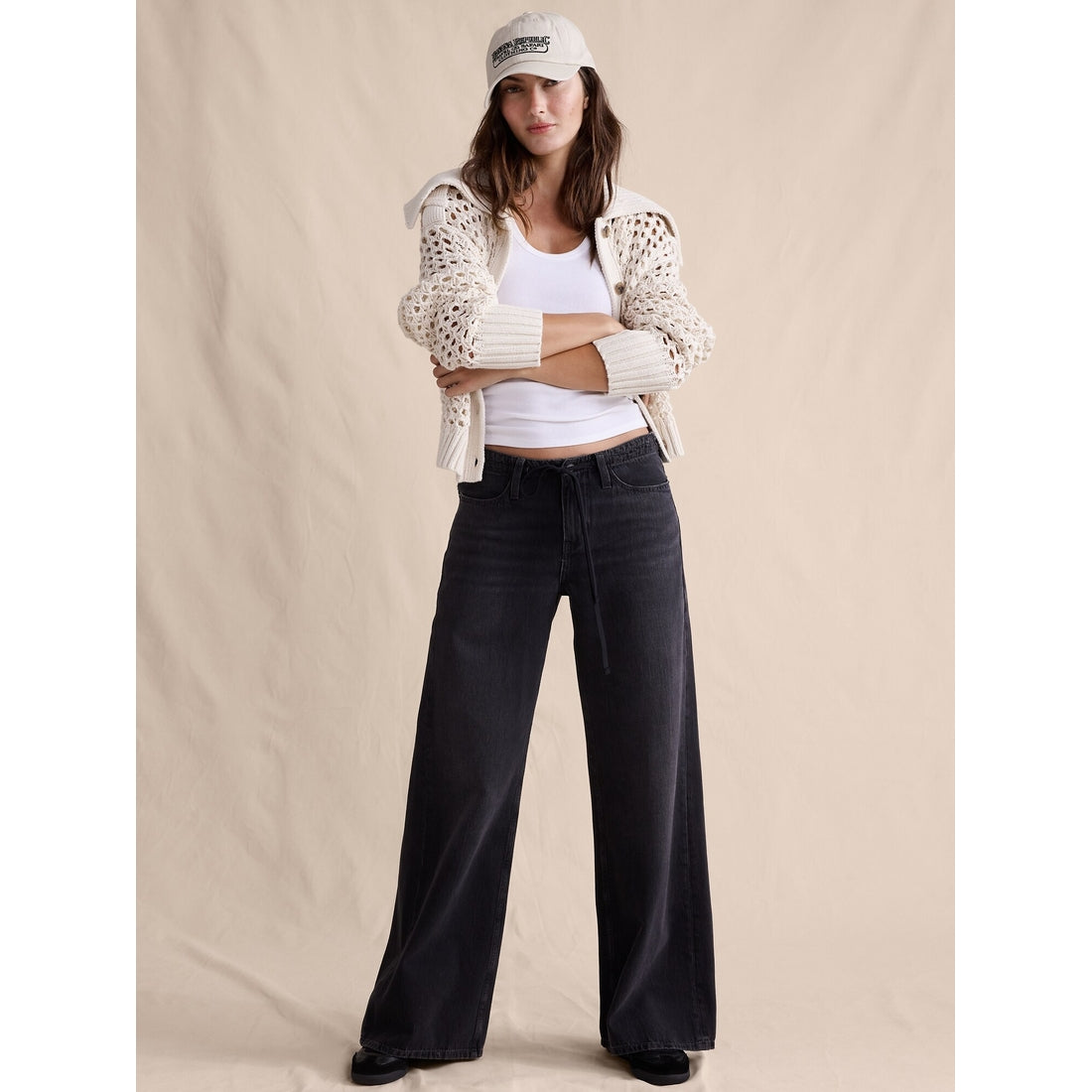 Women's Mid-Rise Wide-Leg Drawstring Jean
