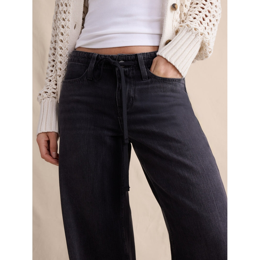 Women's Mid-Rise Wide-Leg Drawstring Jean
