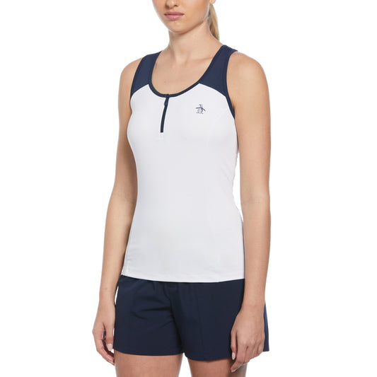 Color Block Quarter Zip Tennis Tank Top