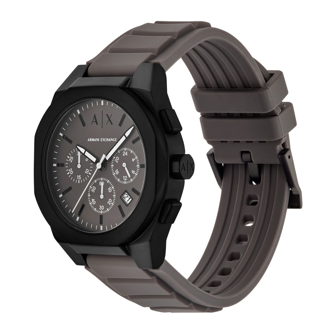 A|X Armani Exchange Men's Sync Quartz Chronograph Gray Silicone Watch, 42mm