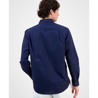 Men's Club Room Micro Dot Print Stretch Cotton Shirt, Created for Macy's