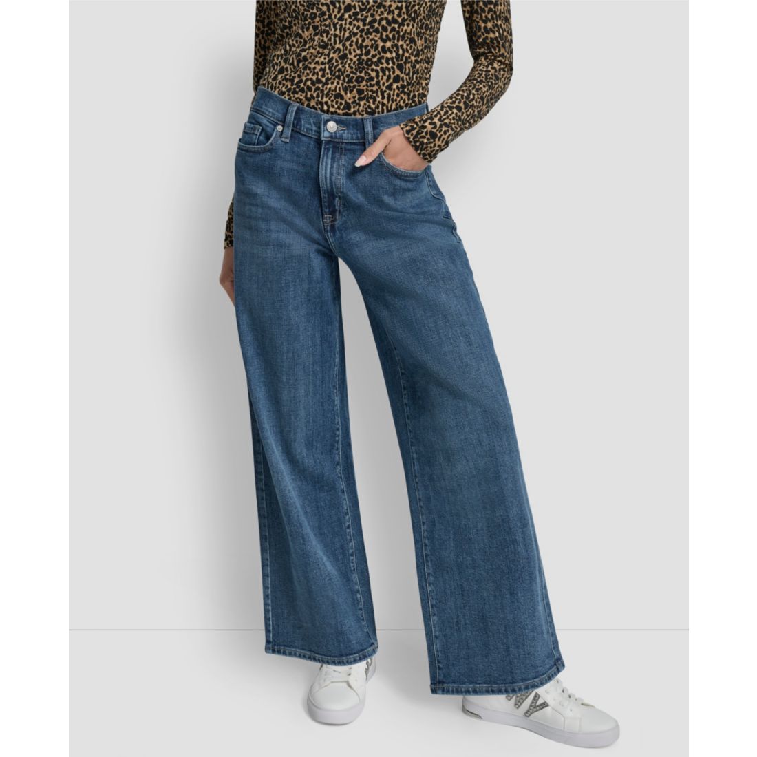 Dkny Jeans Women's High Rise Modern Wide Leg Jeans