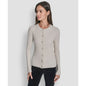 Dkny Jeans Women's Long-Sleeve Ribbed Rhinestone Button Cardigan Sweater