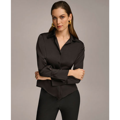Donna Karan New York Women's Button Front Point Hem Top, Regular & Petite Sizes