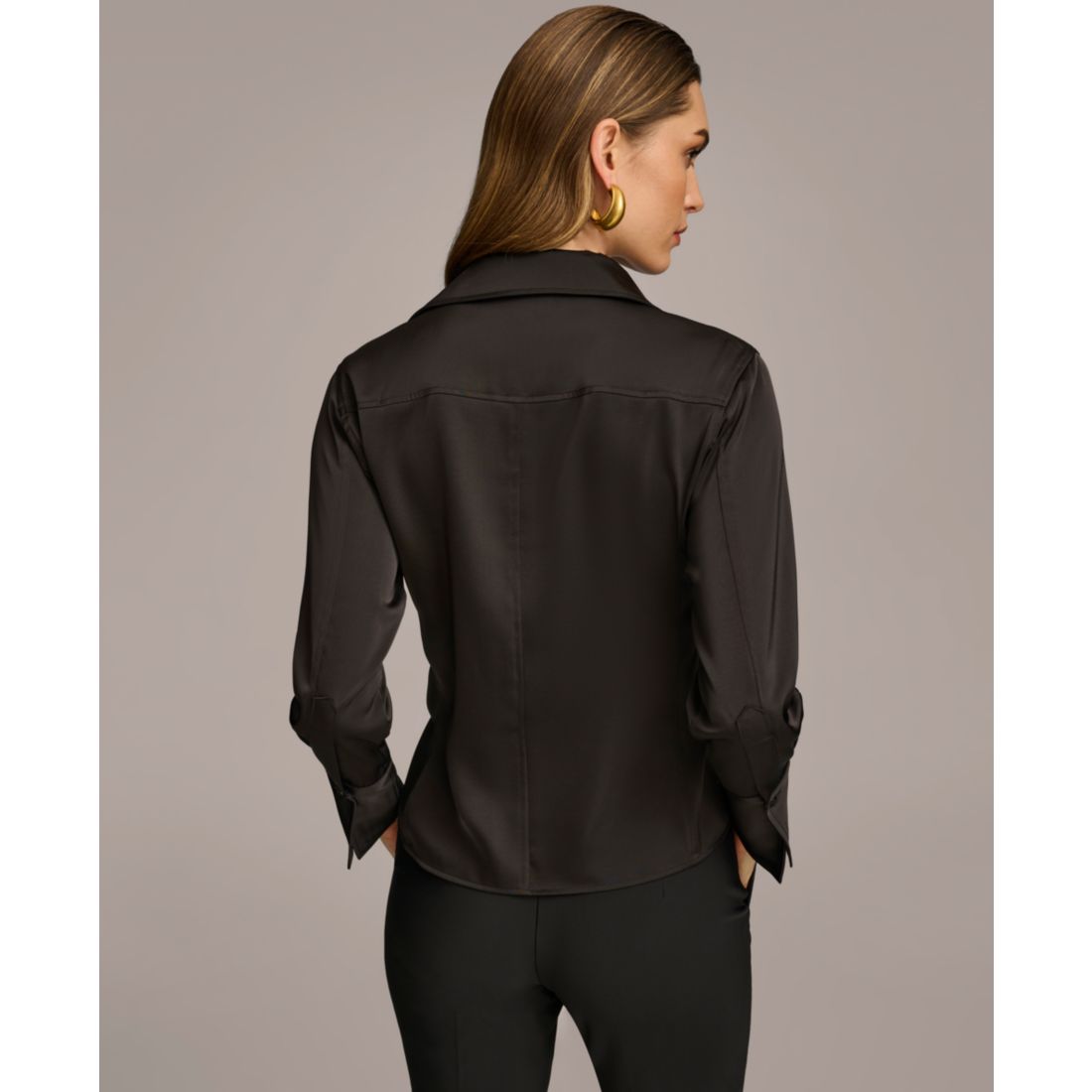 Donna Karan New York Women's Button Front Point Hem Top, Regular & Petite Sizes
