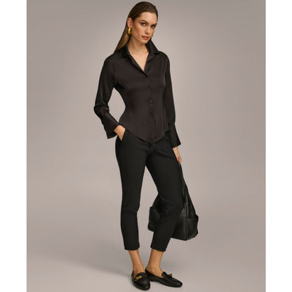 Donna Karan New York Women's Button Front Point Hem Top, Regular & Petite Sizes