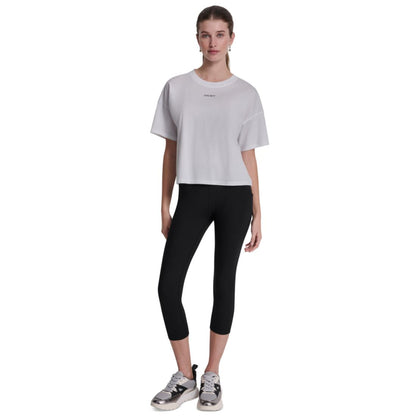 Dkny Sport Women's Metallic Bubble Logo Drop Shoulder Pull-On T-Shirt