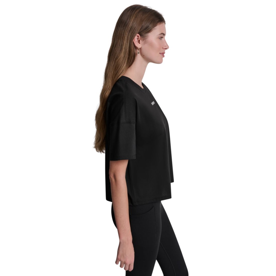 Dkny Sport Women's Metallic Bubble Logo Drop Shoulder Pull-On T-Shirt
