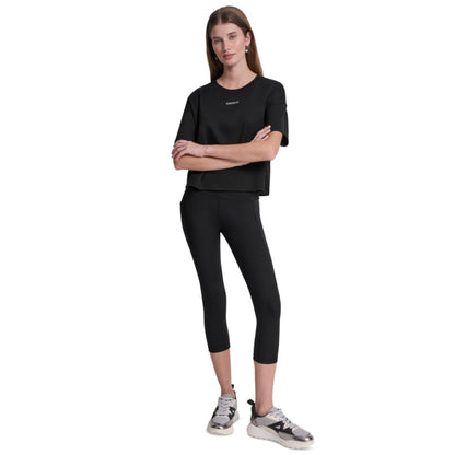 Dkny Sport Women's Metallic Bubble Logo Drop Shoulder Pull-On T-Shirt