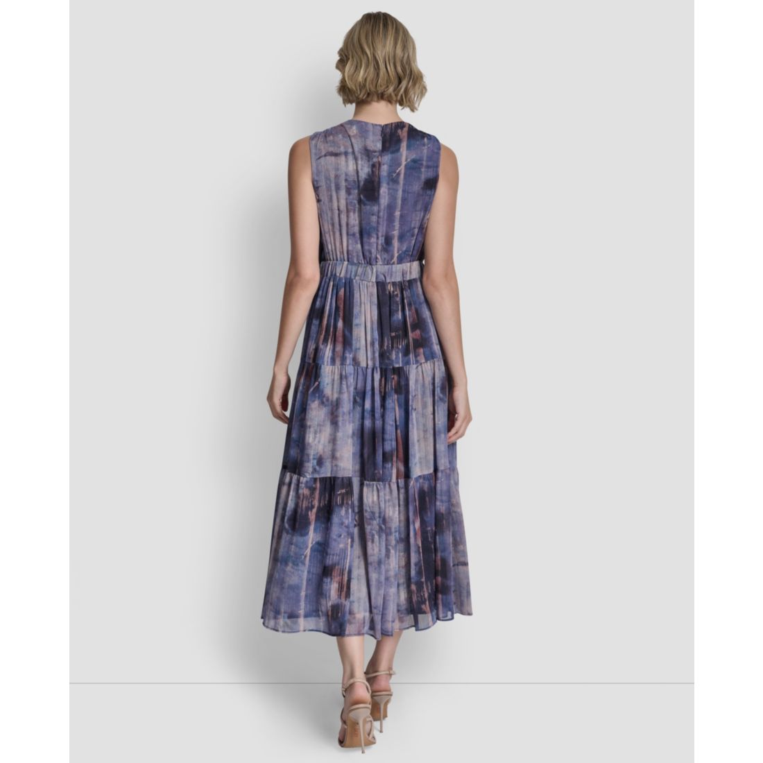 Dkny Women's V-Neck Sleeveless Tie Waist Dress