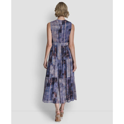 Dkny Women's V-Neck Sleeveless Tie Waist Dress