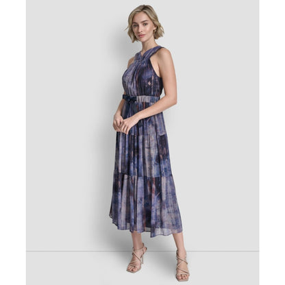 Dkny Women's V-Neck Sleeveless Tie Waist Dress