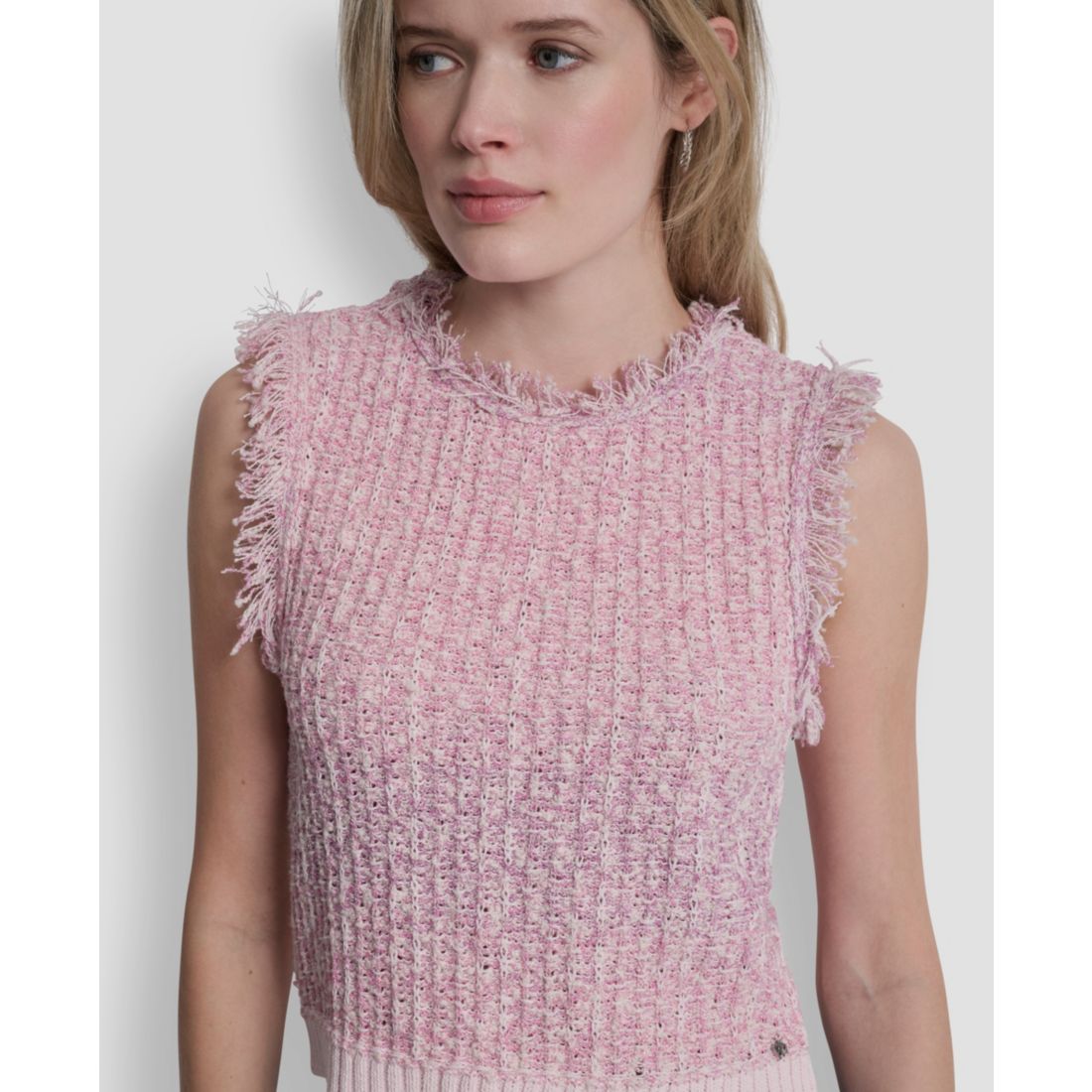 Dkny Jeans Women's Sleeveless Fringe Trimmed Sweater