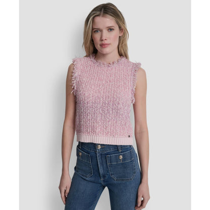 Dkny Jeans Women's Sleeveless Fringe Trimmed Sweater