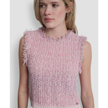 Dkny Jeans Women's Sleeveless Fringe Trimmed Sweater