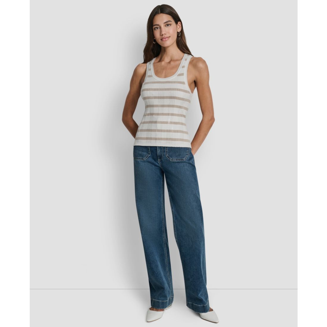 Dkny Jeans Women's Striped Sleeveless Top